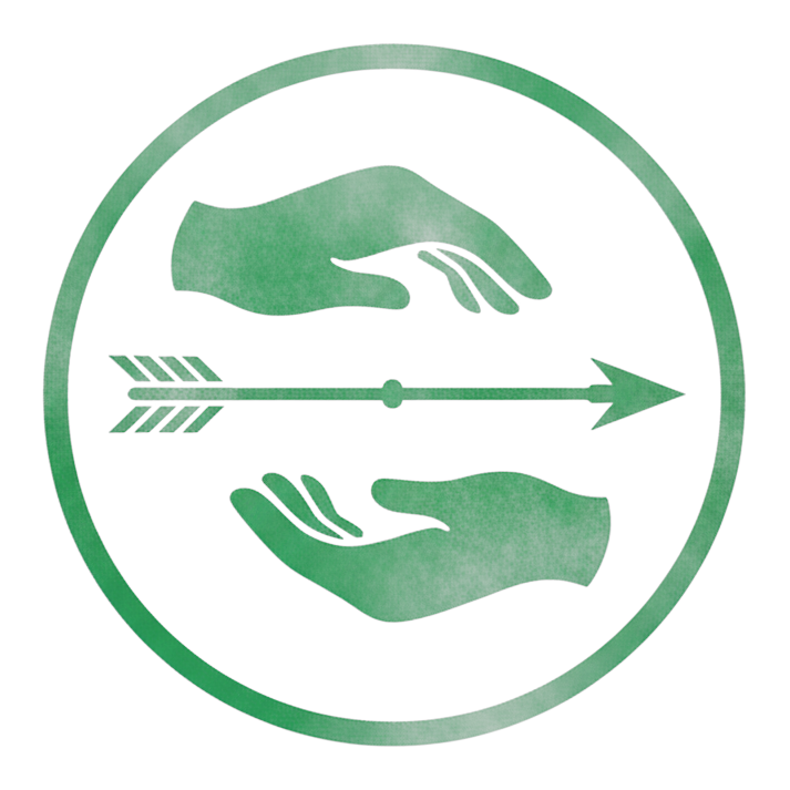 Handoff crest: two hands passing an arrow