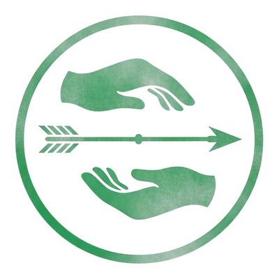 Handoff crest: two hands passing an arrow